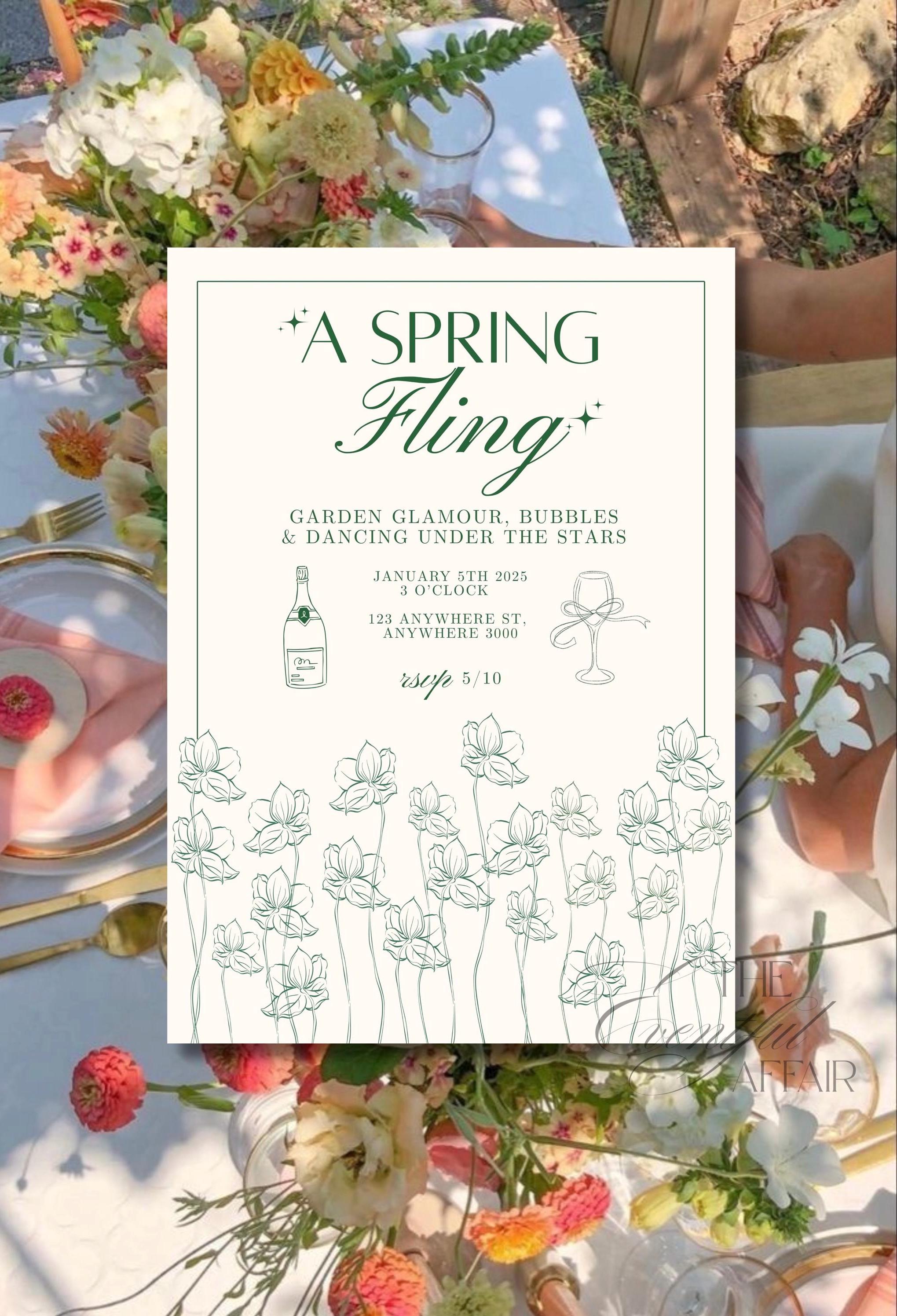 Spring Networking Invite A Spring Fling Invitation | Digital Canva Template | Spring Party ...