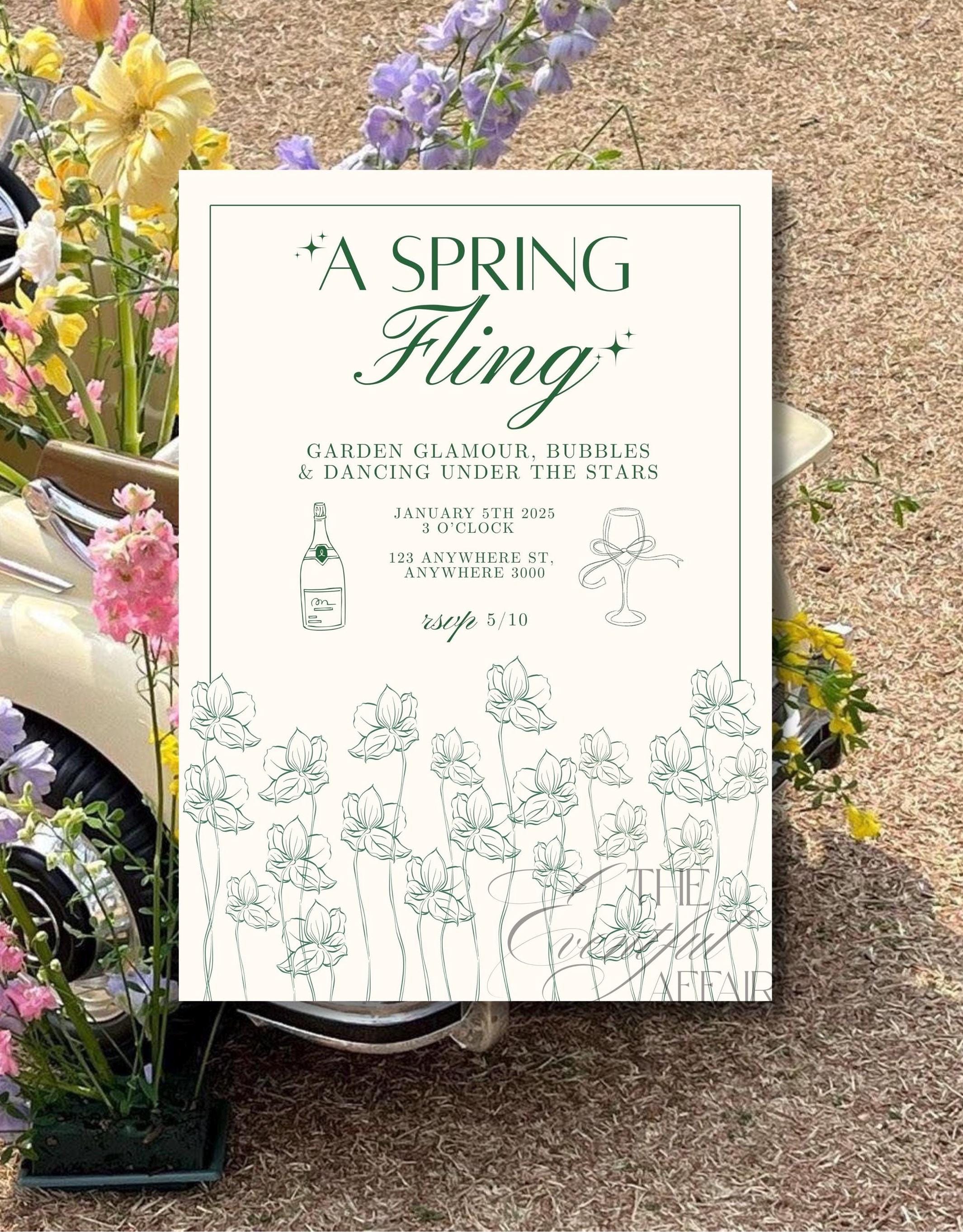 Spring Invitationsa A Spring Fling Invitation | Digital Canva Template | Spring Party ...