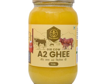 Desi Gir Cow A2 Ghee -Méthode Bilona l Herbe biologique l Ghee Desi pur | Ghee biologique | Ghee de Pooja | Ghee Bilona | Beurre certifié