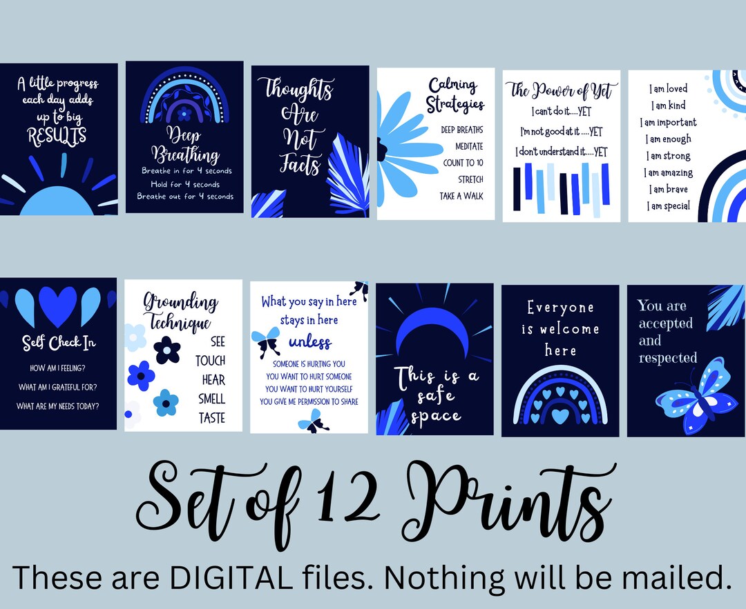 Therapist / School Counselor Office Wall Art Signs Bundle of 12 Prints ...
