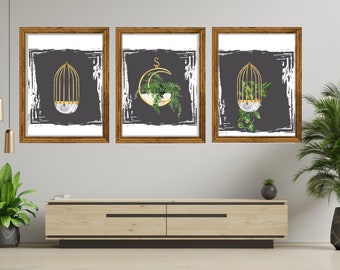 DIGITAL Caged Farne Wandkunst 3er Set
