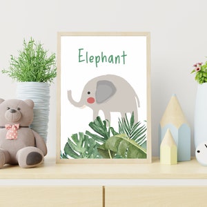 Safari Nursery Prints, Elephant, Nursery wall art, Baby Animal prints for nursery, Baby Animal Prints, Nursery decor, Posters