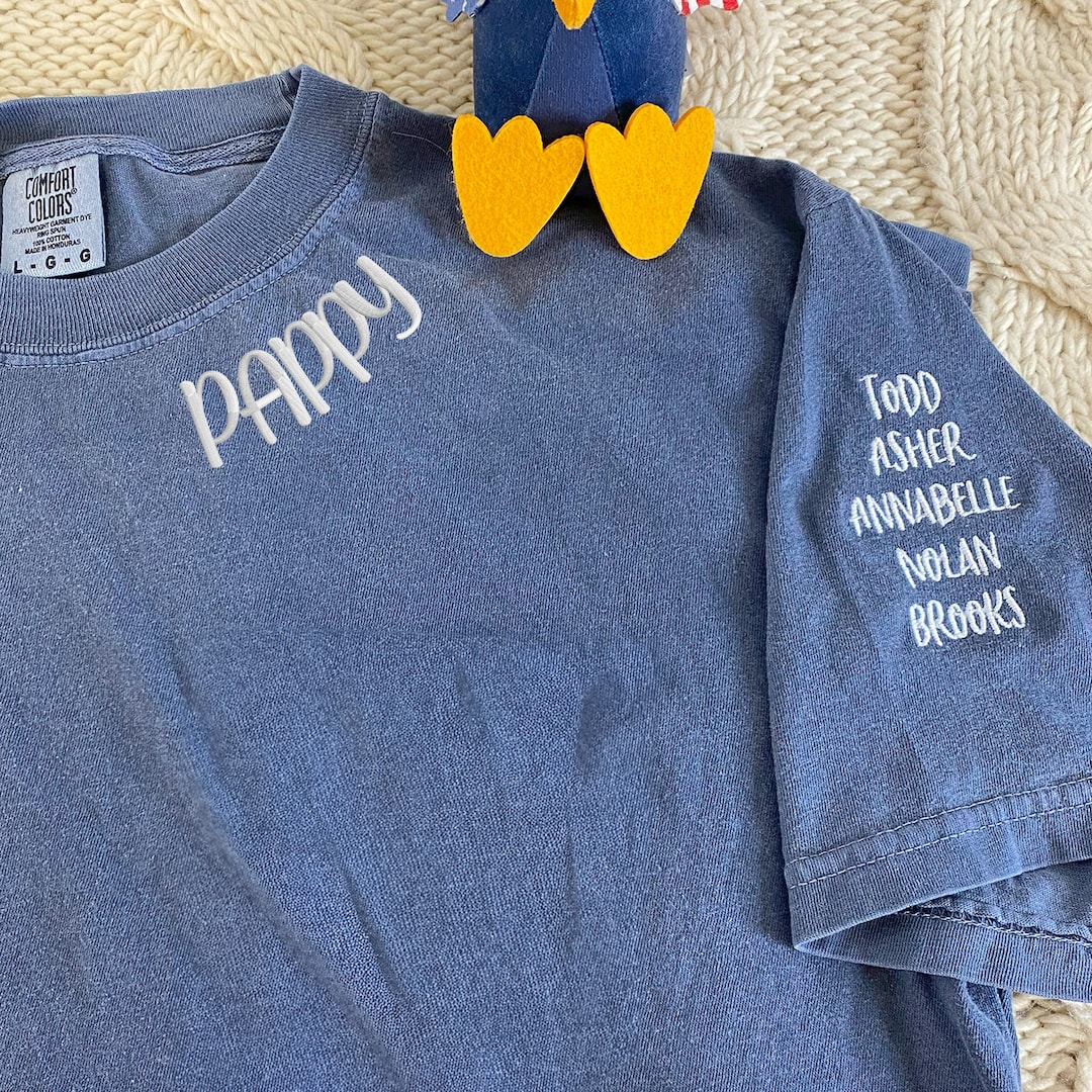 Custom Embroidered Dad Shirt With Kids Name on Sleeve, Personalized ...