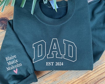 Dad Sweatshirt Embroidered, Custom Dad Hoodie Personalized With Name, Dad To Be Shirt, Papa Sweater,  Unique Gifts for Dad, New Dad Gift