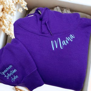 Mama Hoodie with Kid Name Embroidered | Personalized Mom Sweatshirt | Best Mom Ever Gifts for Mothers Day | Boy Mom Sweatshirt | Mama To Be