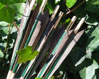 Traditional  Medieval English Arrows. Custom Wooden Arrows. 6 arrows