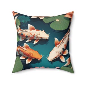 Koi Fish Decorative Pillow: Vibrant Nature-Inspired Home Accent