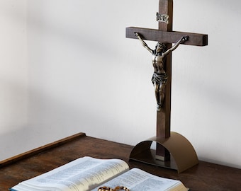 Large Wooden Cross with  Base, Massive cross for adoration, Crucifix, Catholic Crucifix