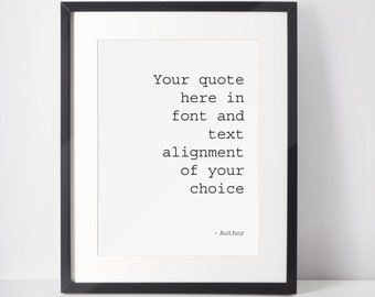 Personalised Quote Print A4, Custom Quote Wall Art, Custom Text Print, Custom Wall Art Personalised Wall Art, Typography Print WITHOUT FRAME