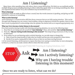 Am I Listening Worksheet