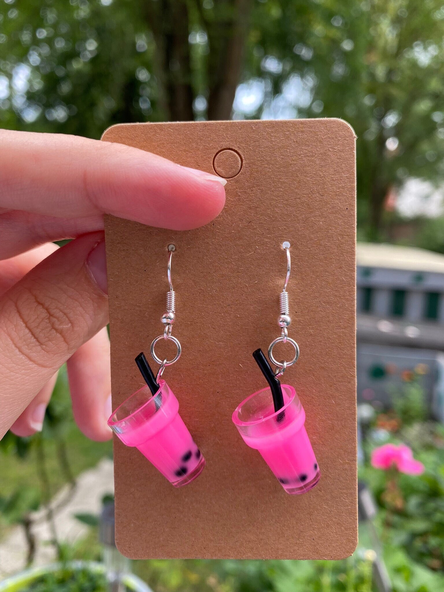 Pink Bubble Tea Earrings Boba Tea Earrings Aesthetic Etsy