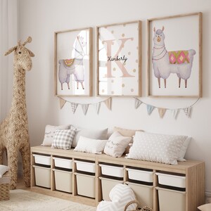 3er Set - Rosa Lama Drucke für Baby Mädchen Kinderzimmer Kinderzimmer Kinderzimmer Neugeborene Tier Wand Kunst Poster Dekor Inspiration, Geschenk Neutral