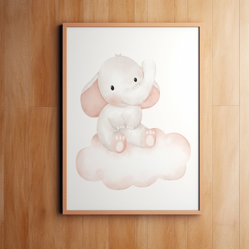 Set of 3 - Neutral Elephant Nursery Prints for Baby Girl Nursery Kids ...