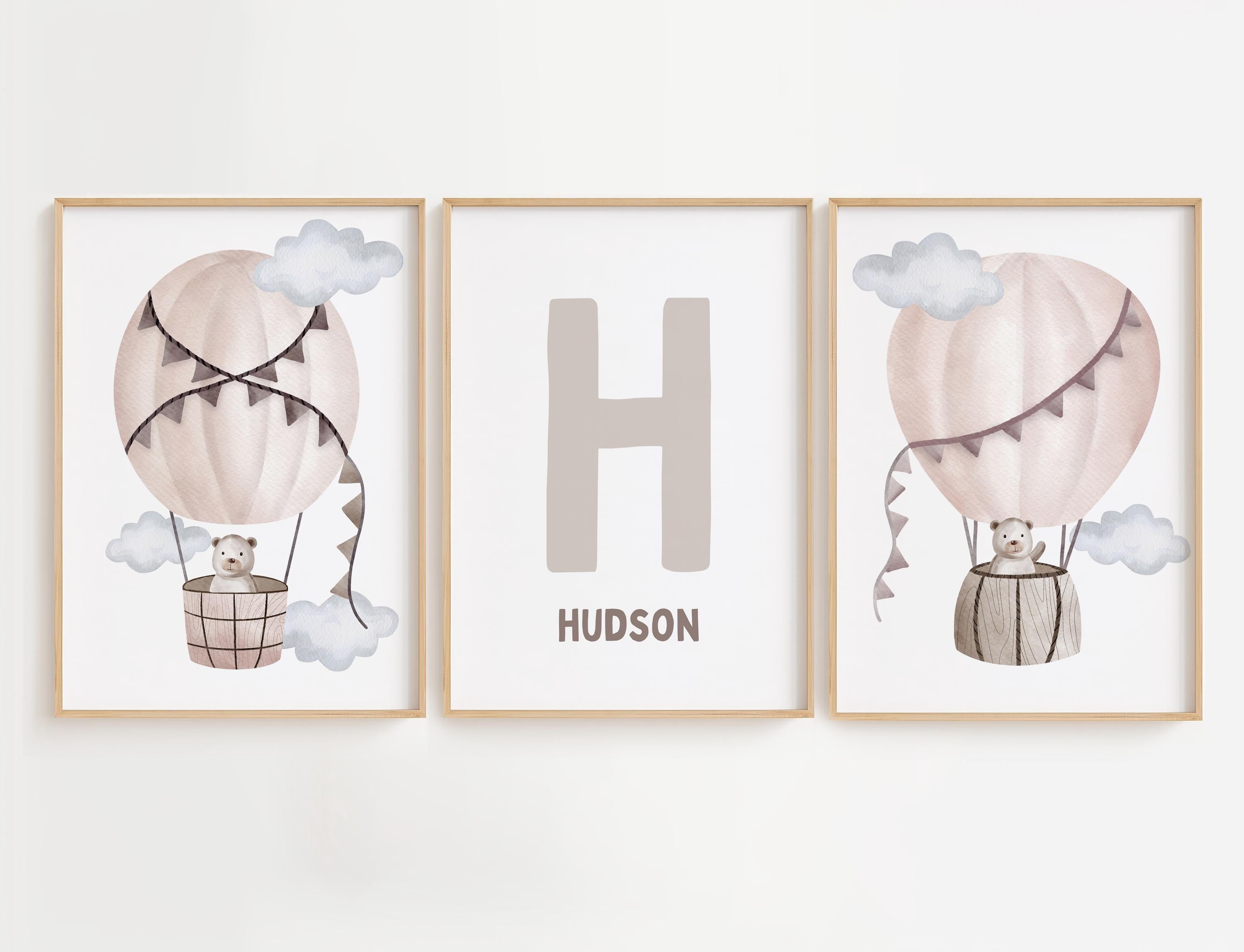 Set of 3 - Neutral Teddy Bear Nursery Prints for Baby Girl or Boy ...