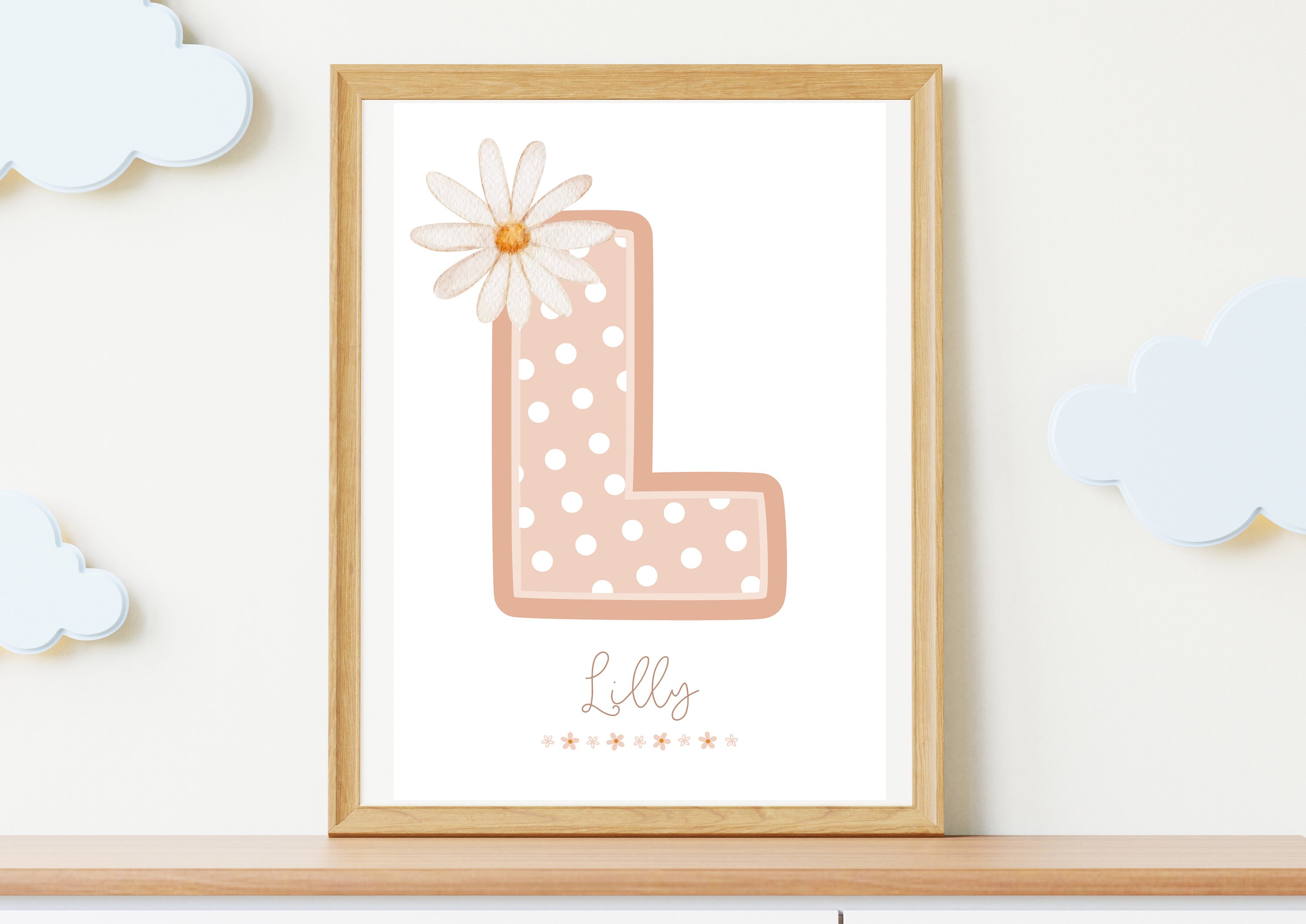 Set of 3 Bunny Rabbit Daisy Prints, Baby Girl Nursery, Personalised ...
