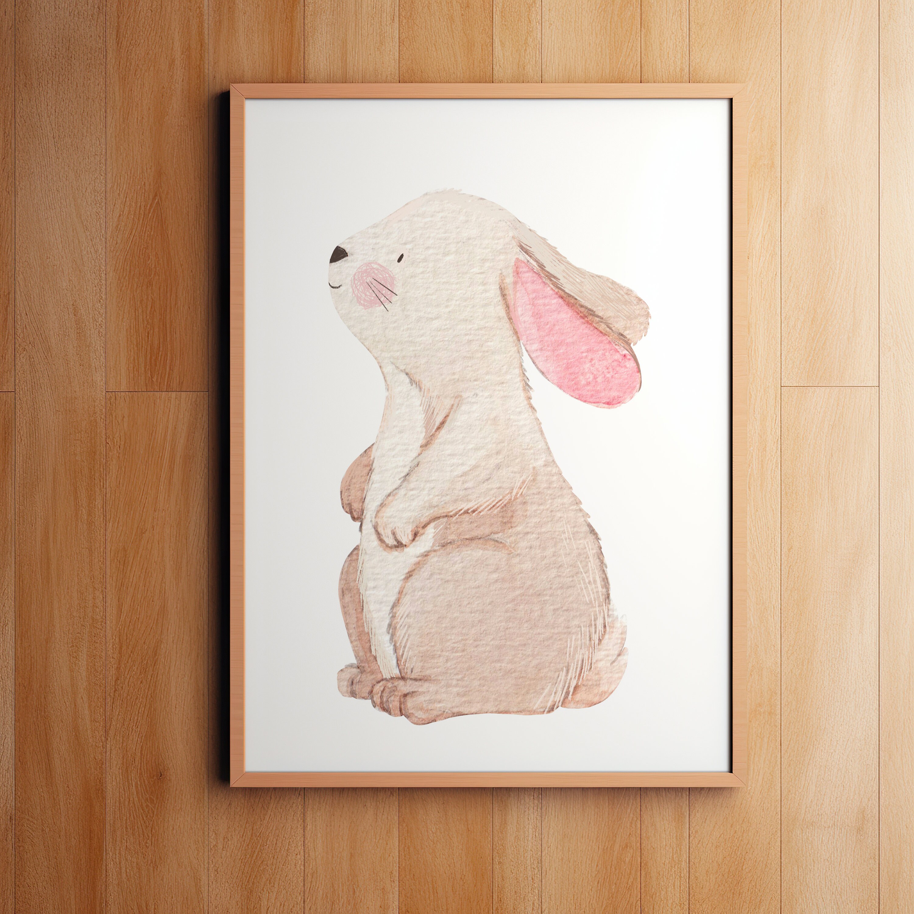 Set of 3 - Neutral Bunny Rabbit Nursery Prints for Baby Girl Nursery ...