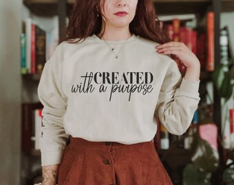 Suéter de fé criado com propósito, moletom com capuz cristão, presente para o amante de Jesus, moletom de fé cristã,