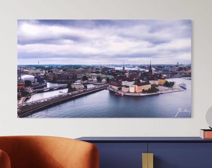 Stockholm photo of Old Town from the City hall tower • Gamla Stan, vy från Stadshusets torn • Gift idea • Office and Home decoration