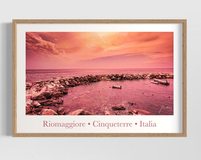 Riomaggiore shoreline photo from Cinqueterre in Italy • Riomaggiore, Italia • Photos from Italy • Gift idea for Home and Office decoration