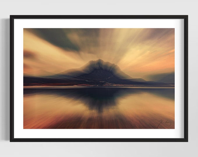 Impressionistic mountain view • Monte Barro, Italy • Warm sunset photo • Gift idea for home and office decoration