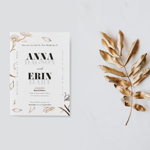 Modern Wedding Card Digital Design 2022 | Printable Invitation | Adobe Photoshop Template PSD INSTANT DOWNLOAD