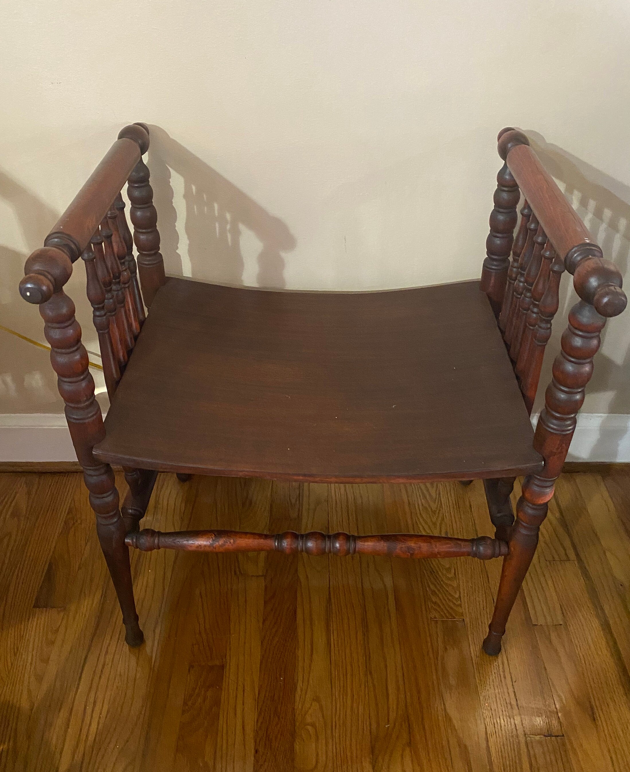Antique American Oak Spindle Chair Bench Stool Etsy New Zealand