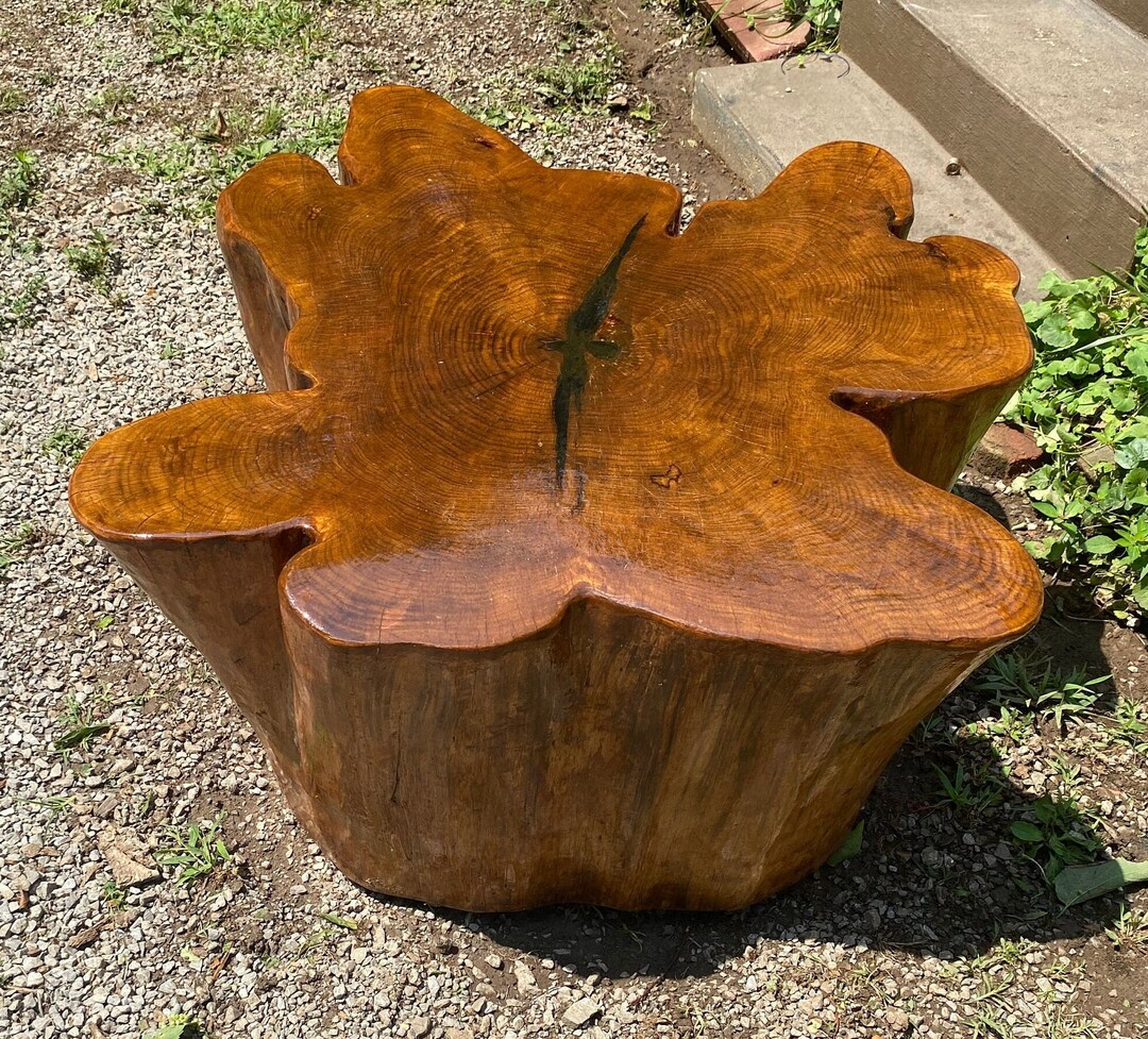 Solid Oak Tree Stump Coffee Table Etsy
