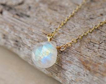 Rainbow Moonstone necklace, Moonstone necklace, small Moonstone pendant, authentic Moonstone stone, Rainbow Moonstone, gold chain