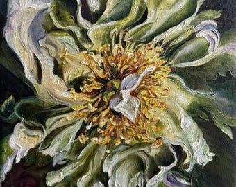 Piwonia limonkowa | Archiwalny wydruk artystyczny 11x14
