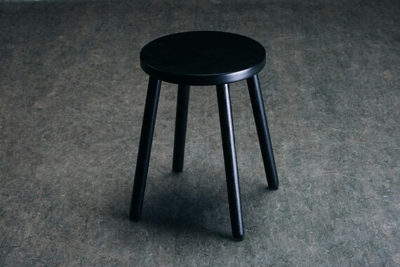 Chair Round stool Small Wooden Stool Black Tabouret bedside table Plant Standbirch entryway children Four-legged Gift small table decorUniqe