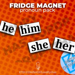 Pacote de pronomes magnéticos de geladeira nº 1 emotes para Twitch, Discord e Youtube