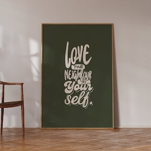 Ama il tuo prossimo / Matteo / Stampato e spedito / Arredamento moderno delle Scritture / Stampe di versetti della Bibbia / Arredamento cristiano per la casa / Poster di fede
