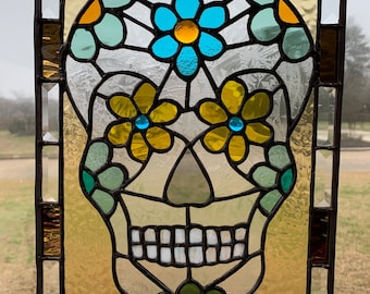 Sugar skull stained glass