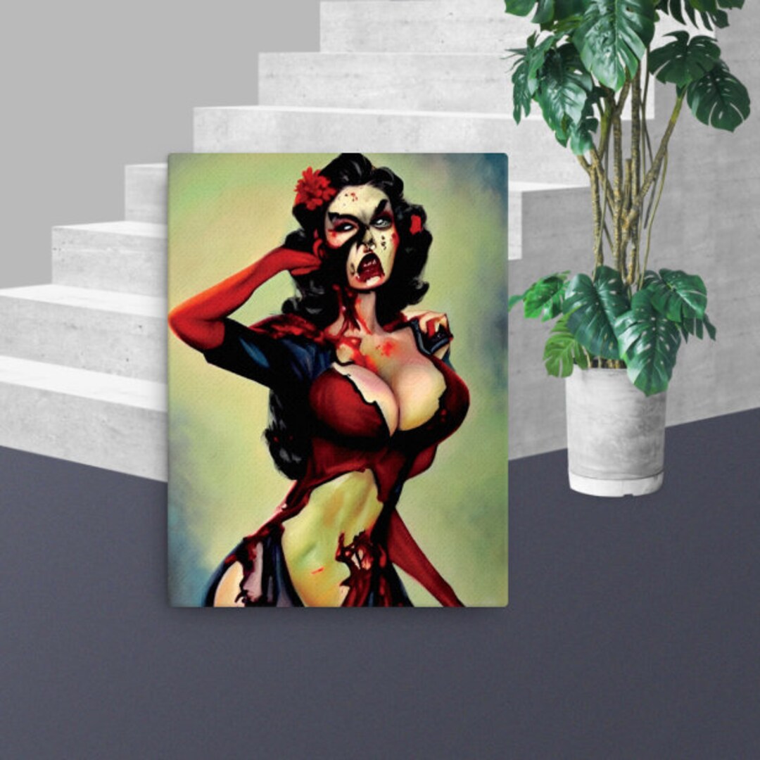 Pin up Art Vintage Pin up Girl Poster Canvas Dark Beauty Etsy