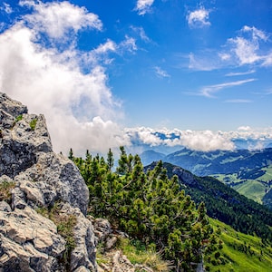 Foto hinter Acryl, Wendelstein Berglandschaft Berpanorama bayerische Alpen Naturlandschaft als Schlafzimmer Wohnzimmer Wanddeko