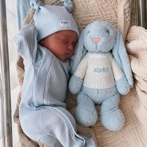 Personlig kaninplysch, Anpassat gosedjur, Personliga babyartiklar, Nyföddpresent, Frieri för blomsterflicka, 1-årspresent, Påskhare