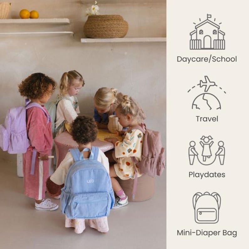 Personalized Toddler Backpack|Custom Girls Birthday Gift|Pink Daycare Preschool book bag Babygirl Little Girls Embroidered Gift with Name image 17