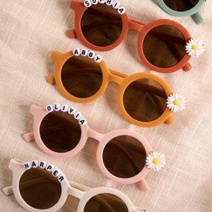 Floral Daisy Girls Personalized Name Sunglasses |Flower Girl Proposal Gift|Toddlers Kids Babies Birthday Gift With Leather Case |EasterGift