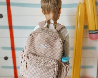 Personalized Boys Backpack|Custom Toddler Boy Birthday Gift|Daycare Book bag|Corduroy Backpack with Name|Embroidered Boys Easter Gift