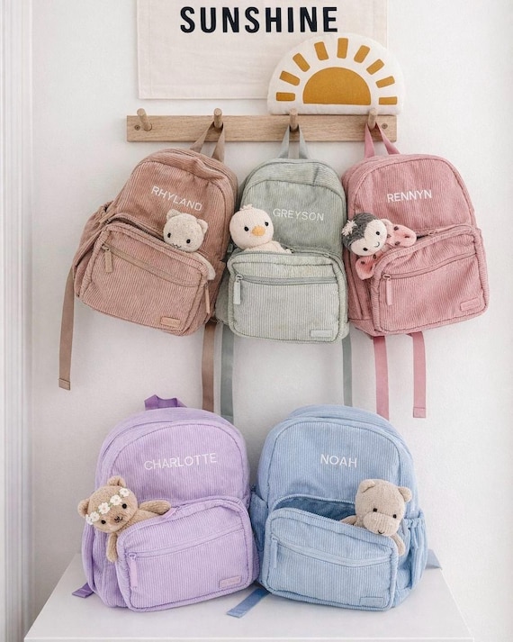 Personalized Toddler Backpack, Book Bag, Custom Embroidered Small Diaper Bag| Corduroy Daycare & preschool backpack| First Birthday Gift