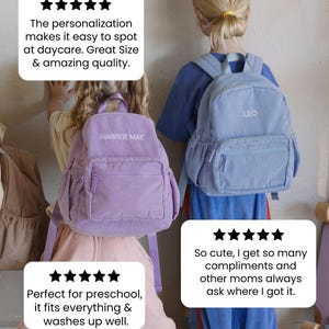 Personalized Toddler Backpack|Custom Girls Birthday Gift|Pink Daycare Preschool book bag Babygirl Little Girls Embroidered Gift with Name image 19