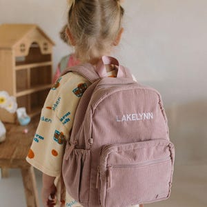 Personalized Toddler Backpack|Custom Girls Birthday Gift|Pink Daycare Preschool book bag Babygirl Little Girls Embroidered Gift with Name image 2