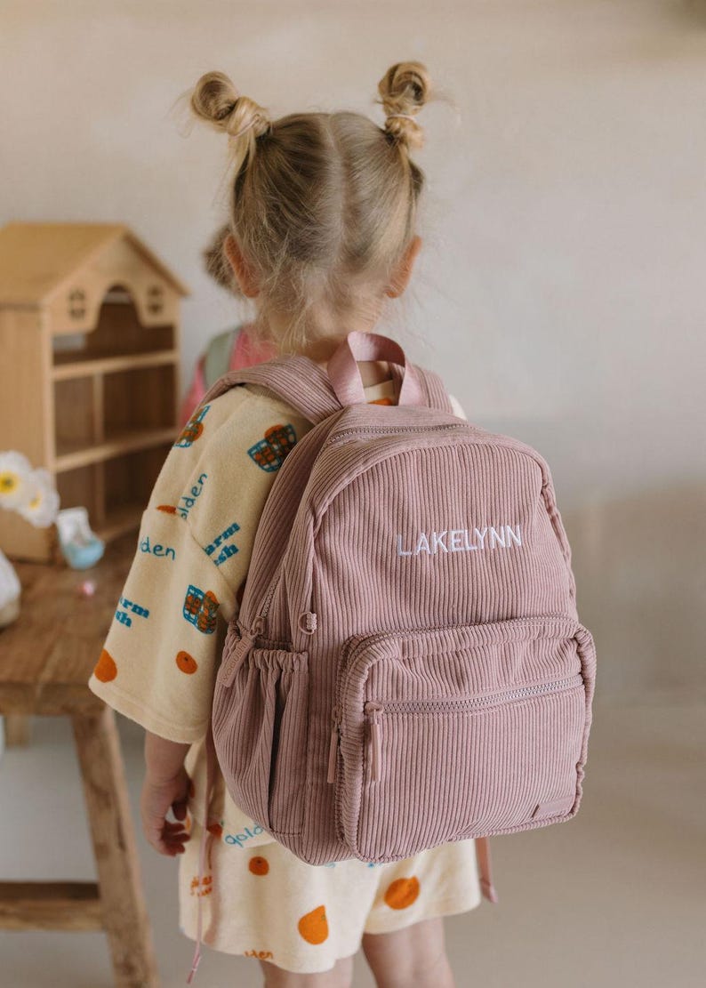Personalized Toddler Backpack|Custom Girls Birthday Gift|Pink Daycare Preschool book bag Babygirl Little Girls Embroidered Gift with Name image 2