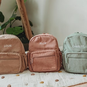 Sac à dos personnalisé pour tout-petits|Cadeau de premier anniversaire personnalisé pour enfants|Sac à dos en velours côtelé avec nom de l'enfant|Sac à dos brodé pour enfants d'âge préscolaire