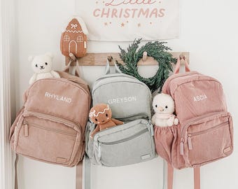Personalized Kids Backpack|Custom Toddler Christmas Gift|Daycare Book bag|Corduroy Backpack with Child's Name|Embroidered Preschool Backpack