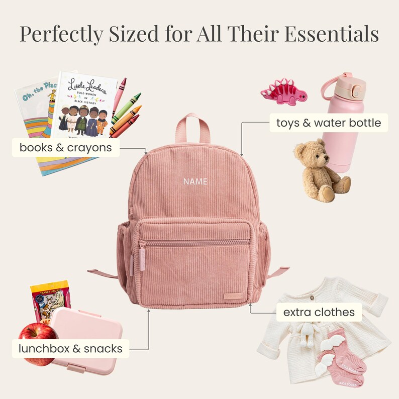 Personalized Toddler Backpack|Custom Girls Birthday Gift|Pink Daycare Preschool book bag Babygirl Little Girls Embroidered Gift with Name image 8