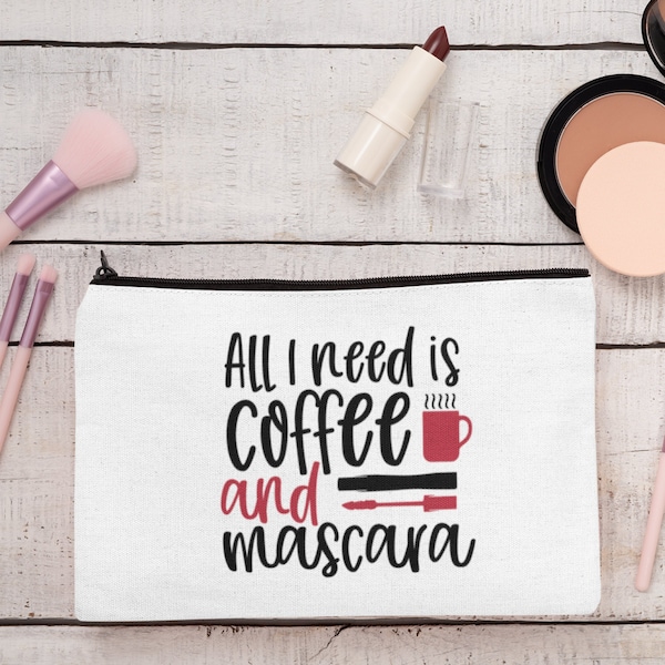 Coffee And Mascara Makeup Bag Svg, New Edition SVG With Beauty Quotes, Beauty Salon, Make Up Artist and Skincare Svg, Png, DXF, EPS Bundle