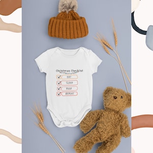Śmieszne świąteczne body svg png dla noworodka, checklista cytatów dla chłopca i dziewczynki, unikalne wzory do pobrania cyfrowego, drukowania i cricut