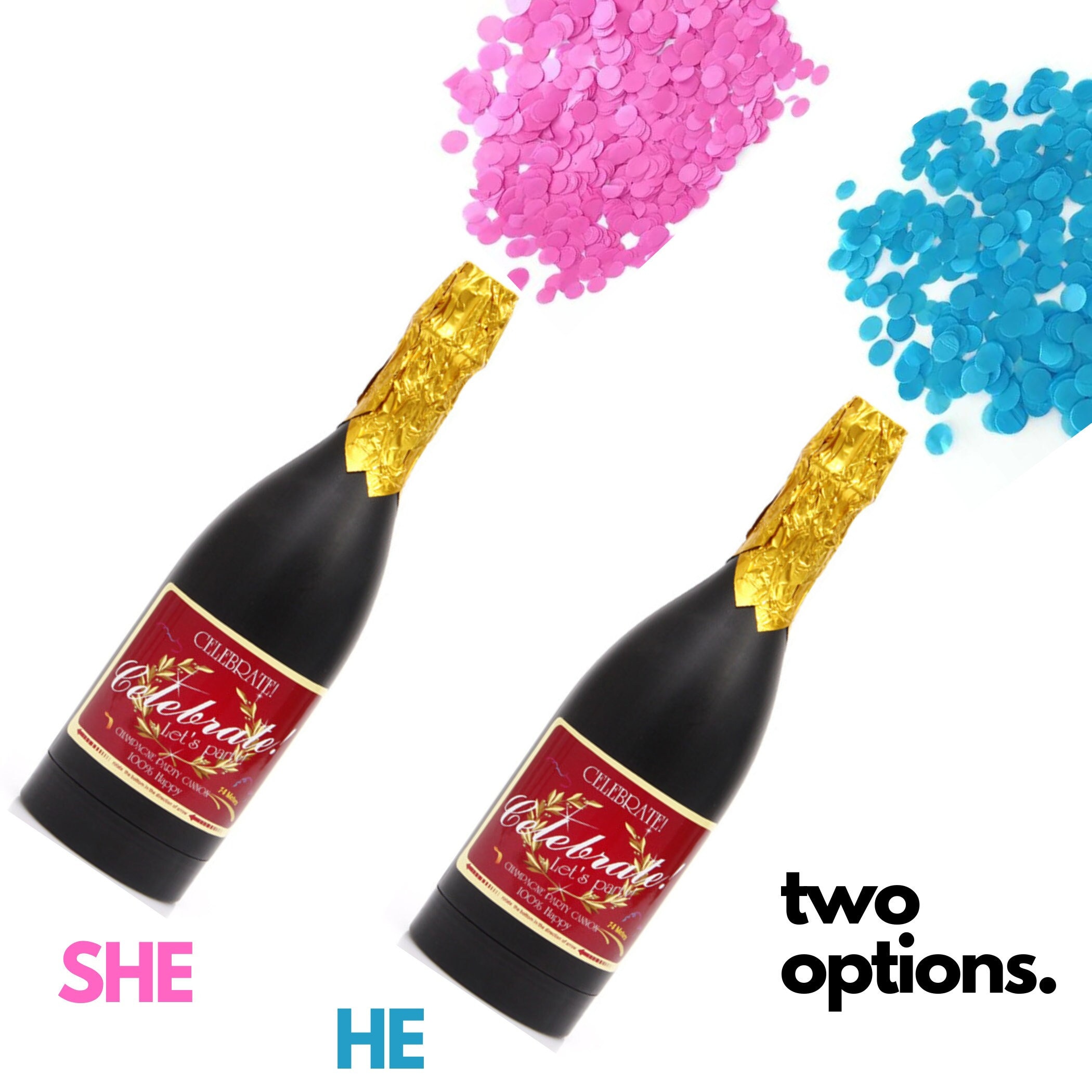 Gender Reveal Champagne Confetti Cannon Shooter Boy or Girl Poppers Pink and Blue Confetti Poppers for Baby Shower Party 12