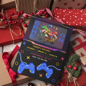 Super Mario Brothers Birthday Invitation E-Template, Luigi And Mario Kart Printable Editable Customizable for DIY Canva Project, Instant PDF